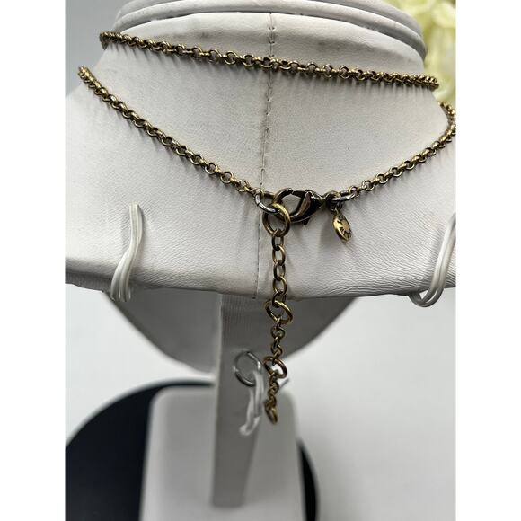 J. Crew Gold Tone Clear Rhinestone Flower Cluster Pendant Long Necklace - Picture 5 of 10